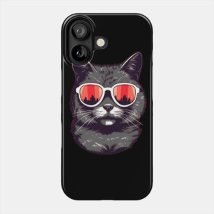 Cat with Maple leafs Canadaian Colors Phone Case