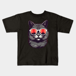 Cat with Maple leafs Canadaian Colors Kids T-Shirt
