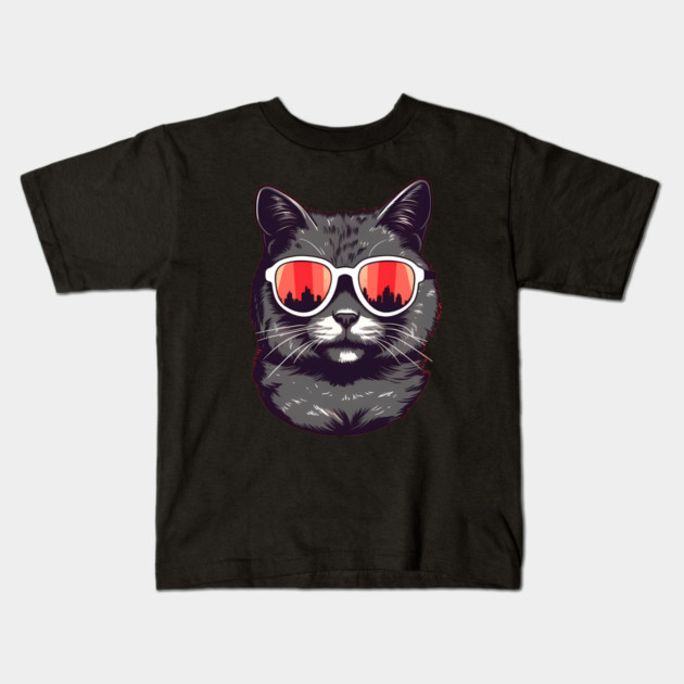 Cat with Maple leafs Canadaian Colors Kids T-Shirt by logiamerch