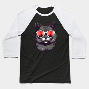 Cat with Maple leafs Canadaian Colors Baseball T-Shirt