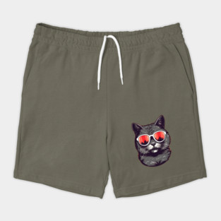 Cat with Maple leafs Canadaian Colors Shorts
