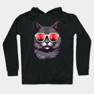 Cat with Maple leafs Canadaian Colors Hoodie