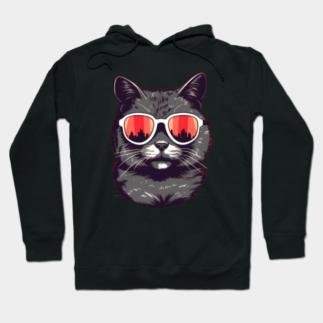 Cat with Maple leafs Canadaian Colors Hoodie by logiamerch