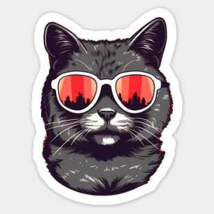 Cat with Maple leafs Canadaian Colors Sticker