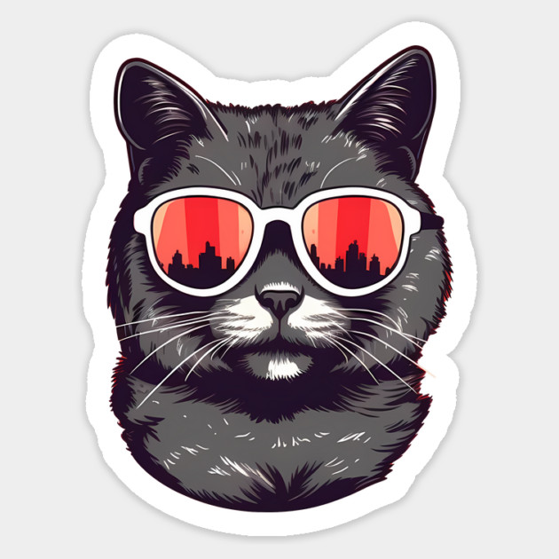 Cat with Maple leafs Canadaian Colors Sticker by logiamerch