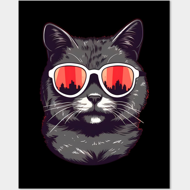 Cat with Maple leafs Canadaian Colors Wall Art by logiamerch