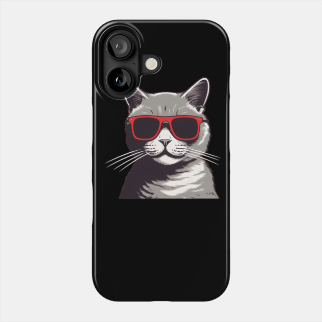 Gray Cat with Shades, Love Cats Phone Case by logiamerch