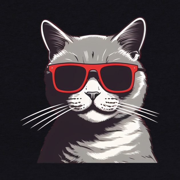 Gray Cat with Shades, Love Cats by logiamerch