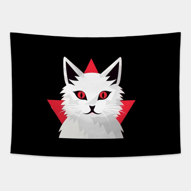 White Cat with Shades, Love Cats Tapestry by logiamerch