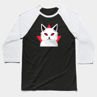 White Cat with Shades, Love Cats Baseball T-Shirt