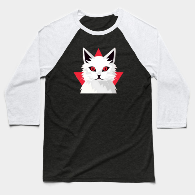 White Cat with Shades, Love Cats Baseball T-Shirt by logiamerch