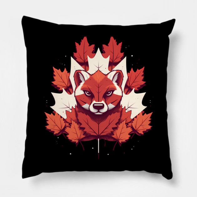 Cougar Cat with Maple leafs Canada Flag Pillow by logiamerch