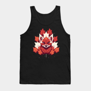 Cougar Cat with Maple leafs Canada Flag Tank Top