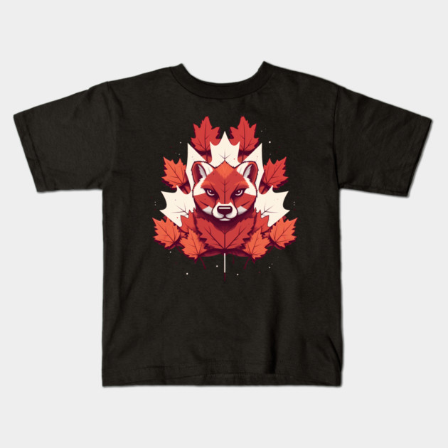 Cougar Cat with Maple leafs Canada Flag Kids T-Shirt by logiamerch