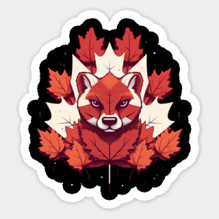 Cougar Cat with Maple leafs Canada Flag Sticker