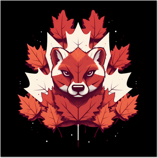 Cougar Cat with Maple leafs Canada Flag Wall Art by logiamerch