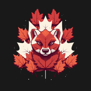 Cougar Cat with Maple leafs Canada Flag T-Shirt