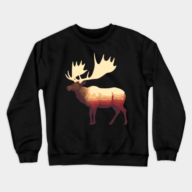 Elk Illustration, Love Elks Crewneck Sweatshirt by logiamerch