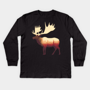 Elk Illustration, Love Elks Kids Long Sleeve T-Shirt