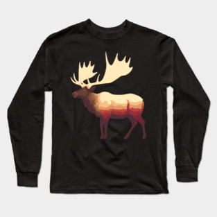 Elk Illustration, Love Elks Long Sleeve T-Shirt