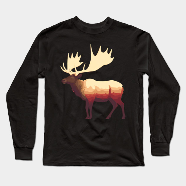 Elk Illustration, Love Elks Long Sleeve T-Shirt by logiamerch