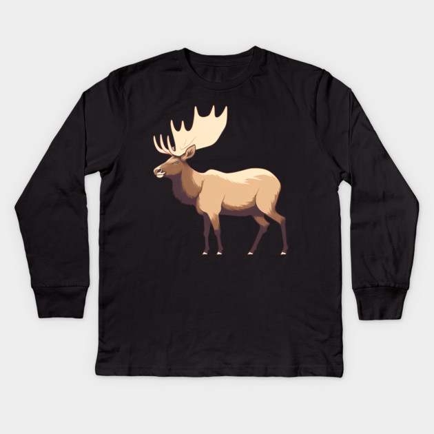 Elk Illustration, Love Elks Kids Long Sleeve T-Shirt by logiamerch