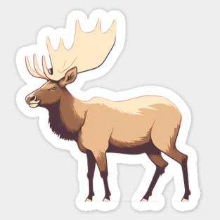 Elk Illustration, Love Elks Sticker