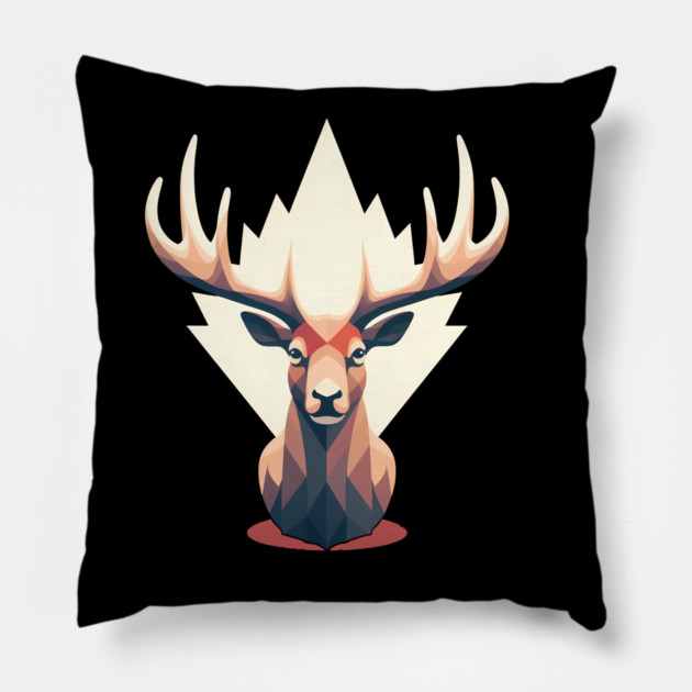 Elk with Maple leafs Canada Pillow by logiamerch