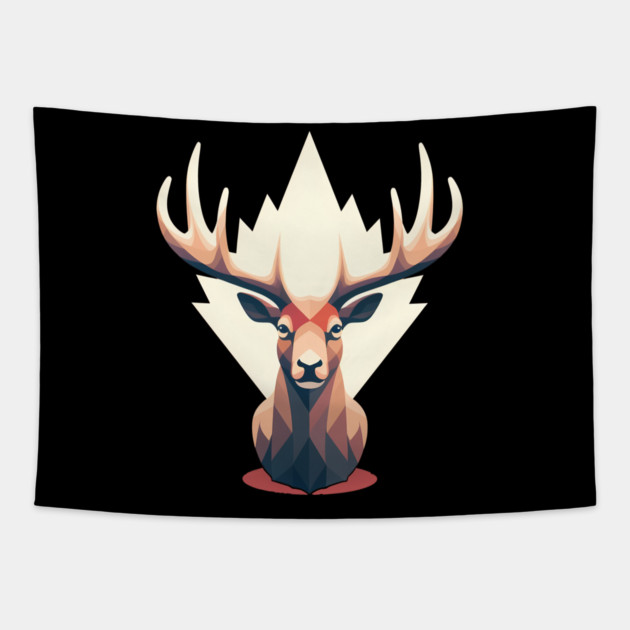 Elk with Maple leafs Canada Tapestry by logiamerch
