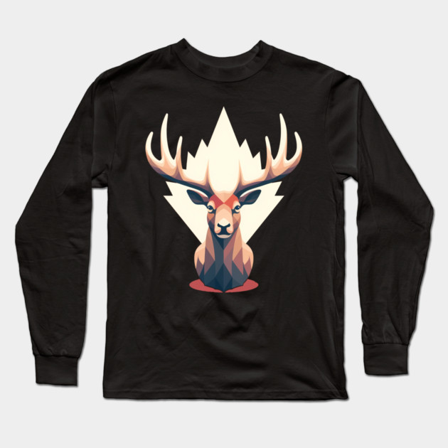 Elk with Maple leafs Canada Long Sleeve T-Shirt by logiamerch
