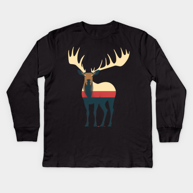 Elk Illustration, Love Elks Kids Long Sleeve T-Shirt by logiamerch