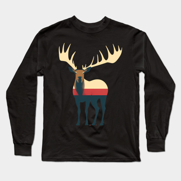 Elk Illustration, Love Elks Long Sleeve T-Shirt by logiamerch