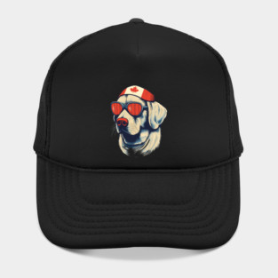 Golden retirever with Maple leafs Canada Flag Hat