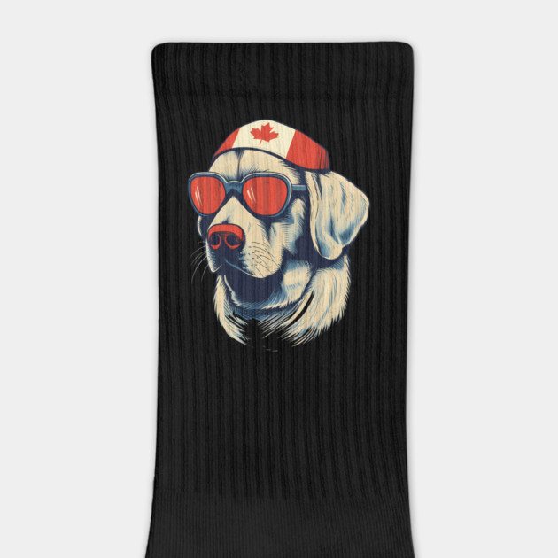 Golden retirever with Maple leafs Canada Flag by logiamerch