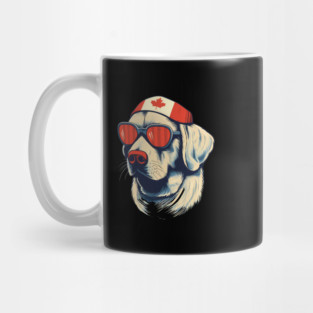 Golden retirever with Maple leafs Canada Flag Mug