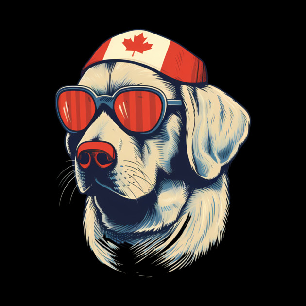 Golden retirever with Maple leafs Canada Flag by logiamerch