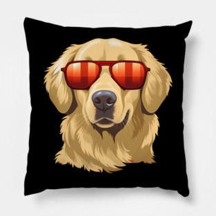 Golden retirever Dog, Dog wearing Shades Pillow