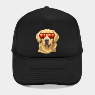 Golden retirever Dog, Dog wearing Shades Hat