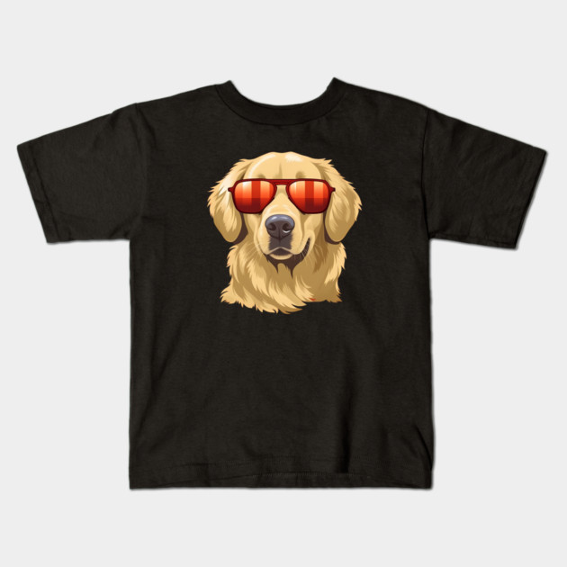 Golden retirever Dog, Dog wearing Shades Kids T-Shirt by logiamerch