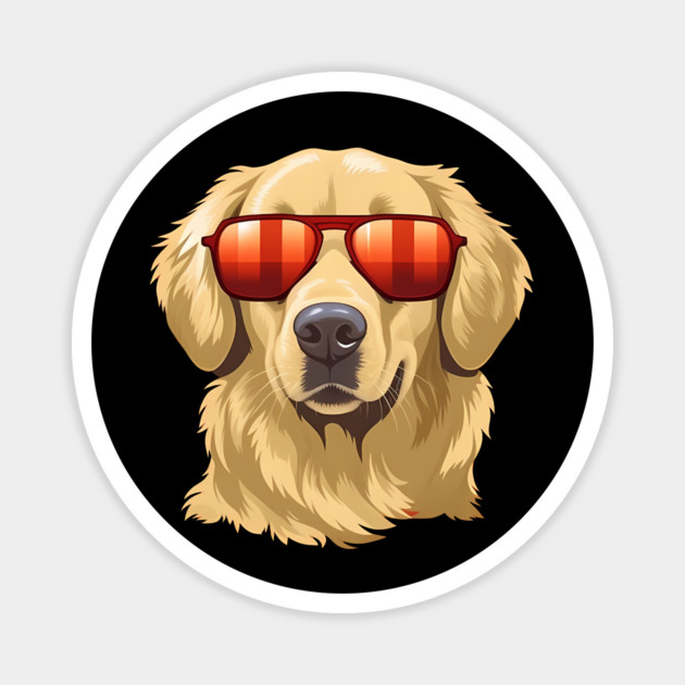 Golden retirever Dog, Dog wearing Shades Magnet by logiamerch