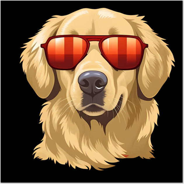 Golden retirever Dog, Dog wearing Shades Wall Art by logiamerch