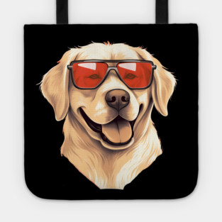 Golden retirever with Maple leafs Canada Flag Tote