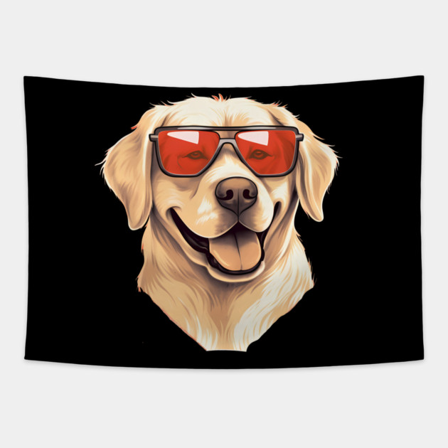 Golden retirever with Maple leafs Canada Flag Tapestry by logiamerch