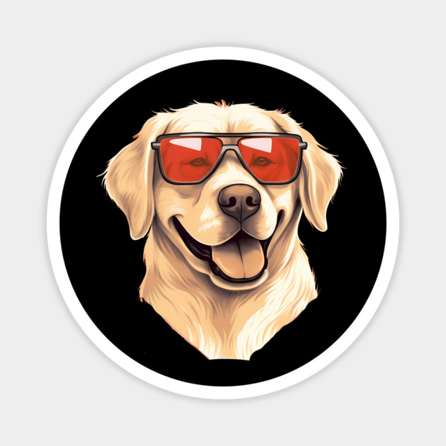 Golden retirever with Maple leafs Canada Flag Magnet by logiamerch