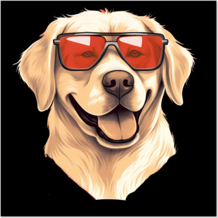 Golden retirever with Maple leafs Canada Flag Posters and Art