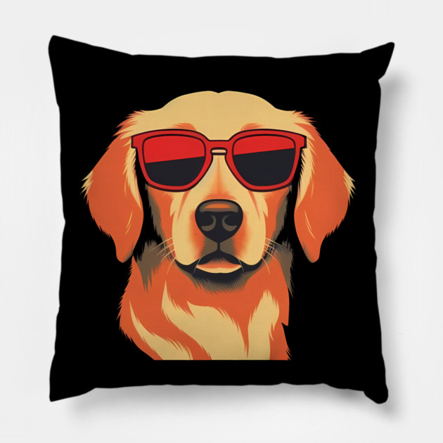 Golden retirever Dog, Dog wearing Shades Pillow by logiamerch