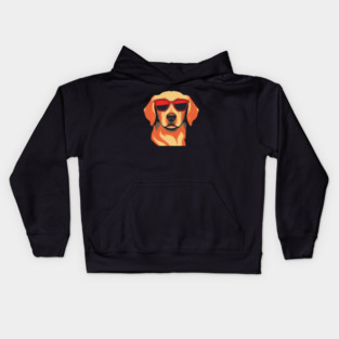 Golden retirever Dog, Dog wearing Shades Kids Hoodie