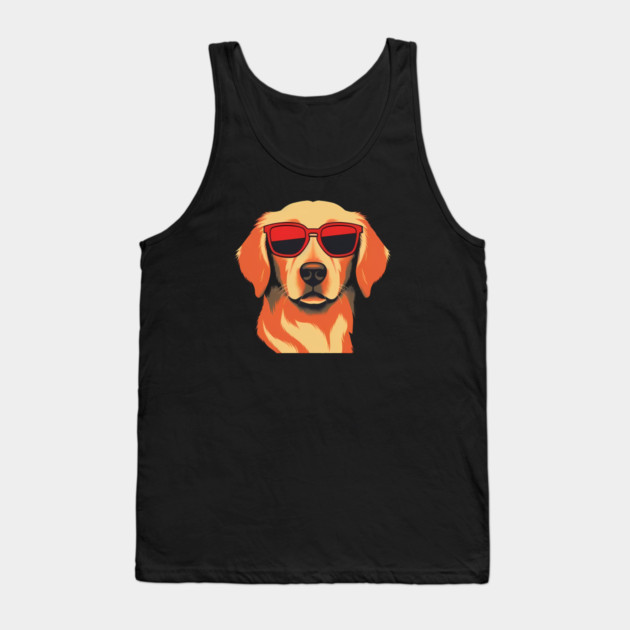 Golden retirever Dog, Dog wearing Shades Tank Top by logiamerch