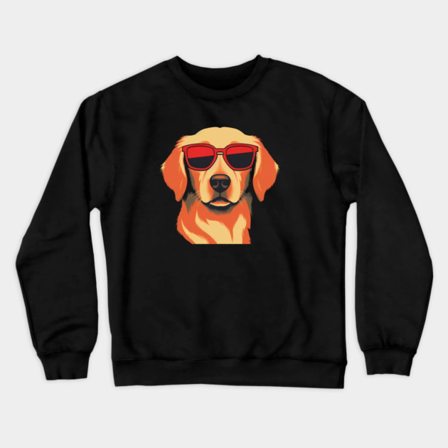 Golden retirever Dog, Dog wearing Shades Crewneck Sweatshirt by logiamerch