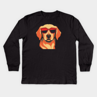 Golden retirever Dog, Dog wearing Shades Kids Long Sleeve T-Shirt